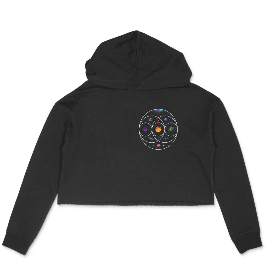 Stylish Coldplay Crop Hoodie  for women with song lyrics and album, tour design for 2025 India concert