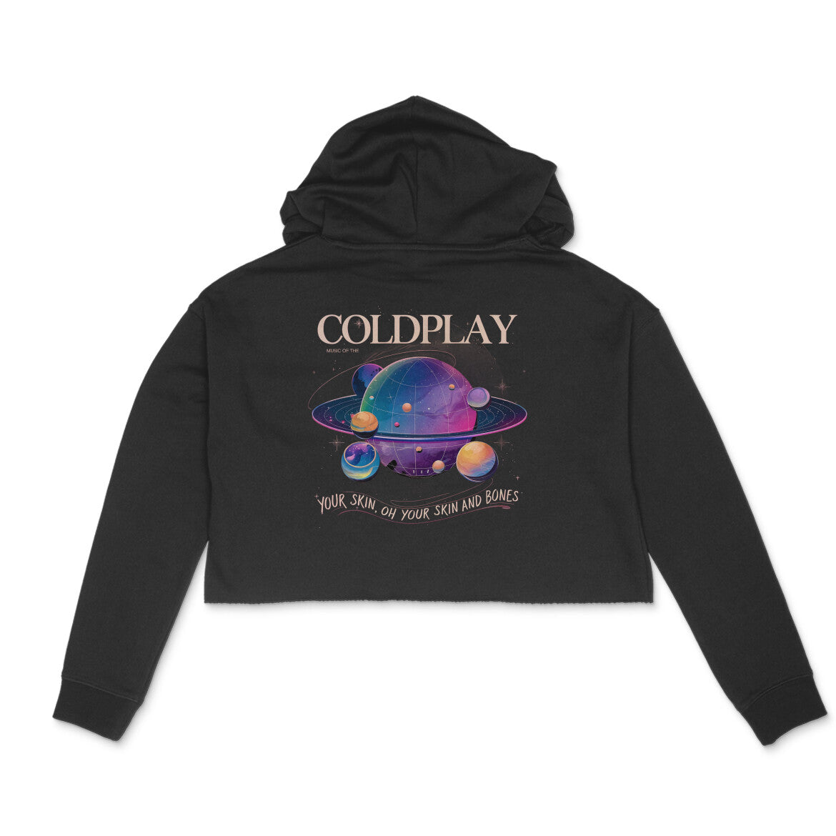 Stylish Coldplay Crop Hoodie  for women with song lyrics and album, tour design for 2025 India concert