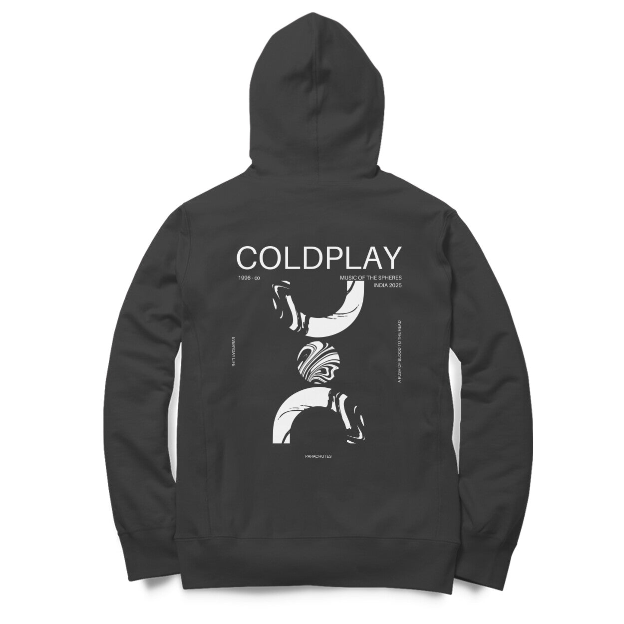 Official Coldplay oversized hoodie with album-inspired design for 2025 India tour