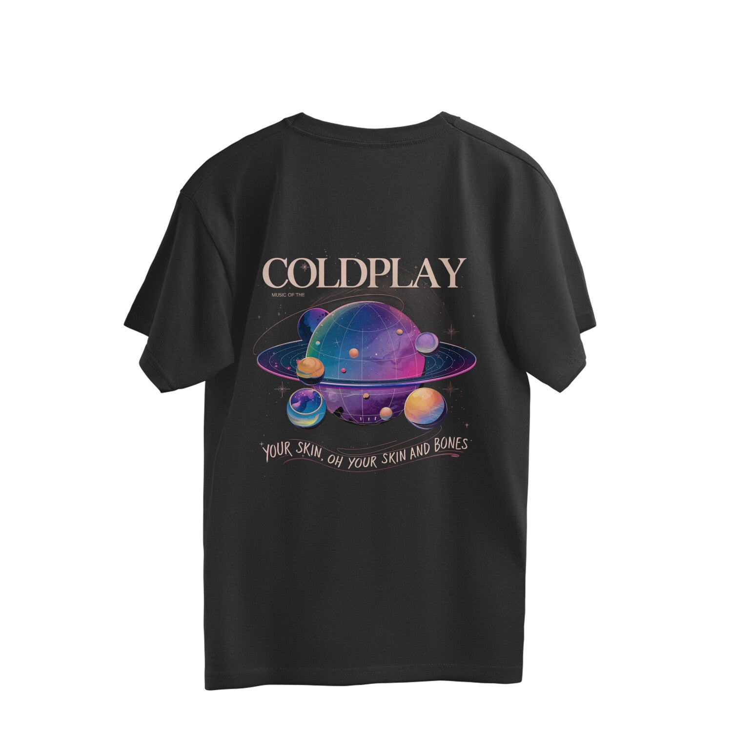 Official Coldplay oversized Tshirt with song lyrics, perfect for 2025 India concert