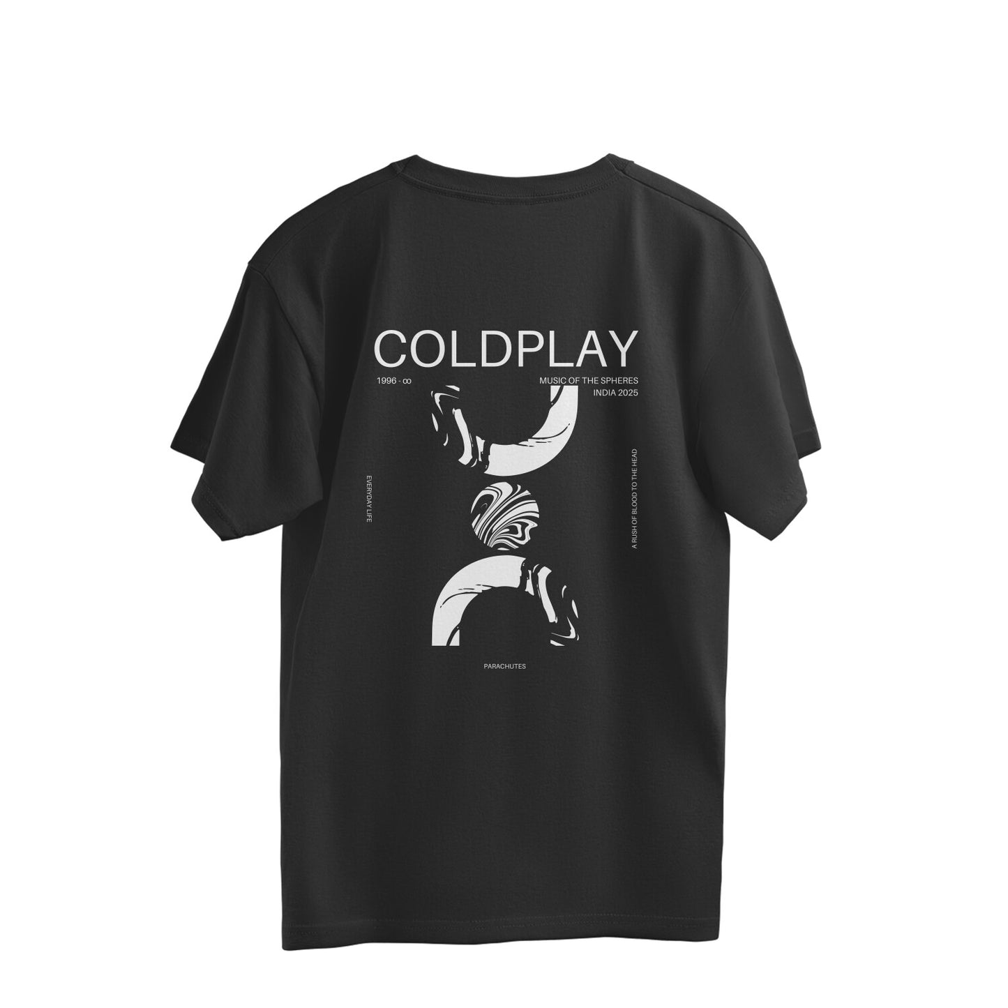 Official Coldplay oversized Tshirt with song lyrics, perfect for 2025 India concert